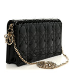 Patent Cannage Lady Dior Convertible Clutch Black