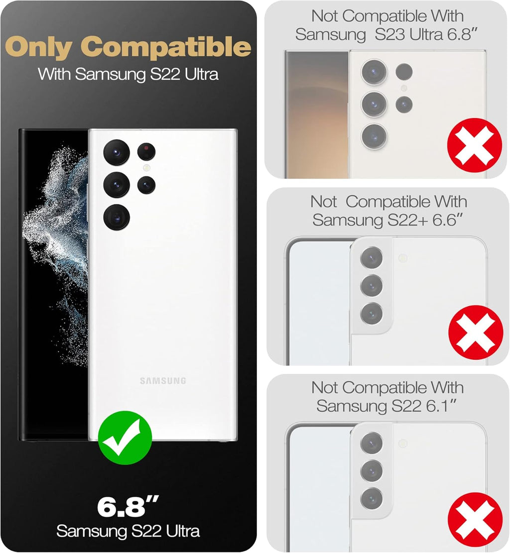 Entronix Case Compatible with Galaxy S22 Ultra - [Hard Back] Clear Cover