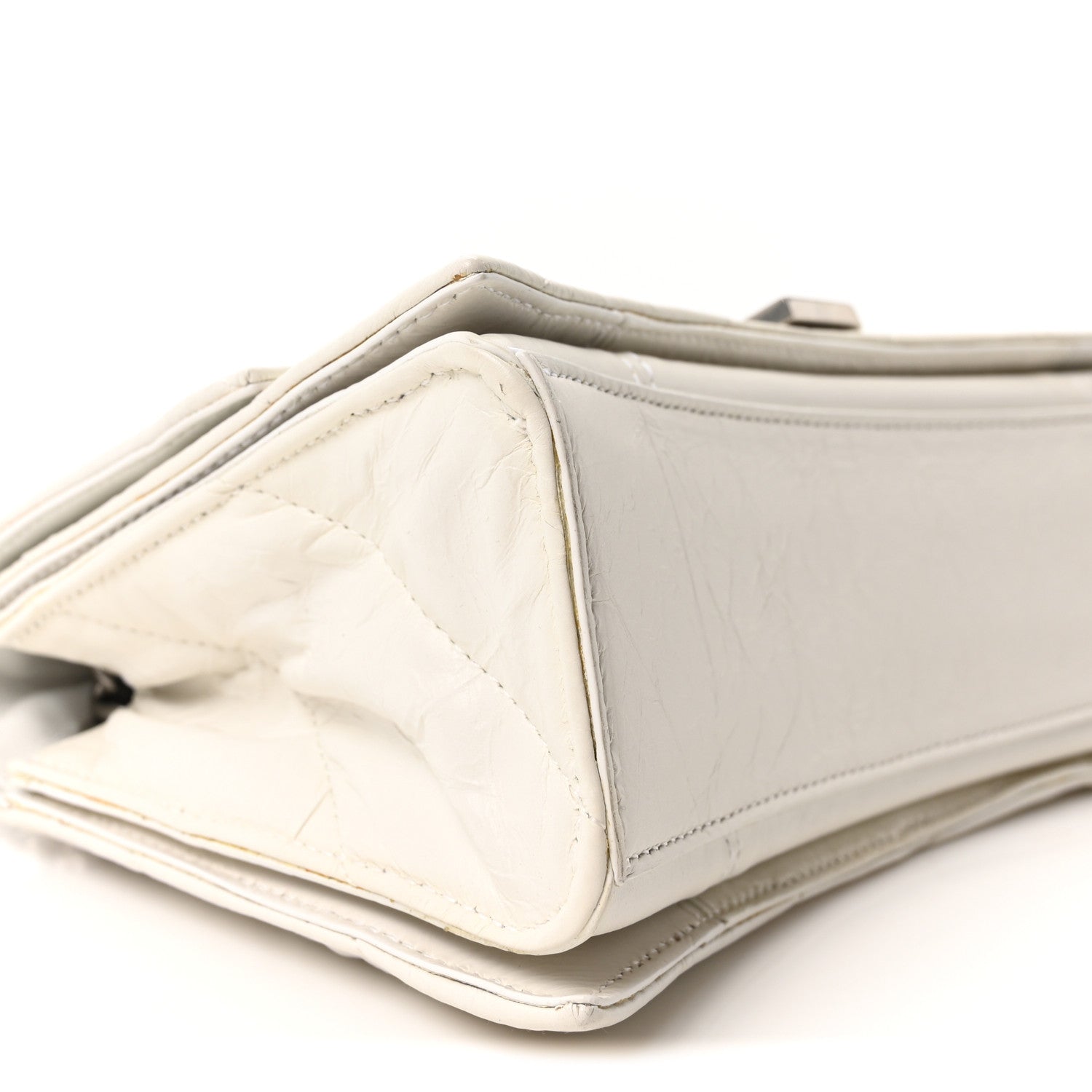 Crushed Calfskin Quilted Small Crush Chain Bag Optic White