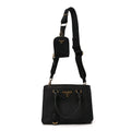 Saffiano Lux Micro Galleria Shoulder Bag Black