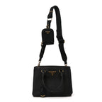 Saffiano Lux Micro Galleria Shoulder Bag Black