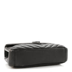 Sheepskin Matelasse Chevron Monogram Medium College Bag Asphalt