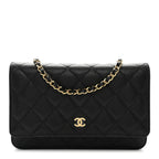 Caviar Quilted Wallet on Chain WOC Black