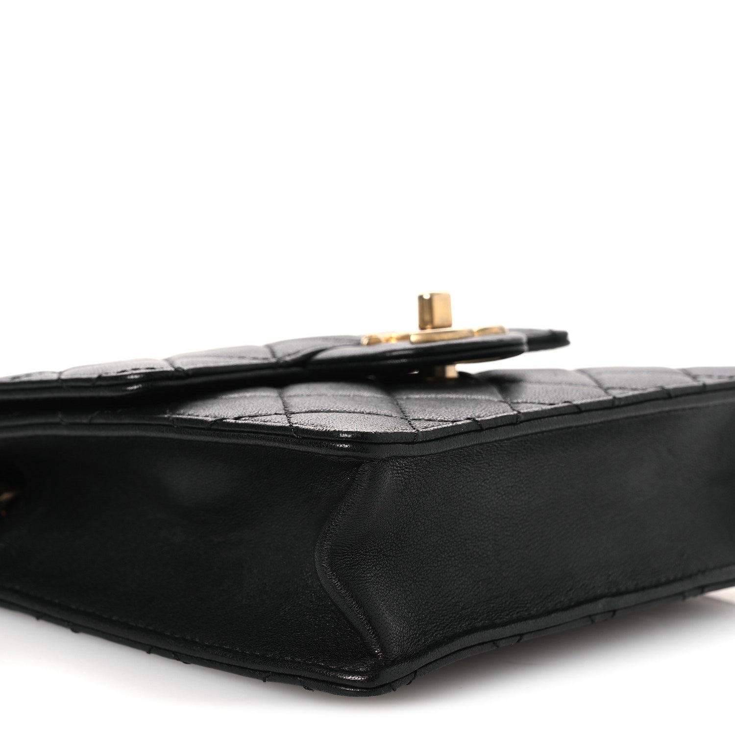 Goatskin Quilted Chic Pearls Flap Black