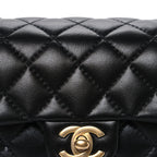 Caviar Calfskin Quilted Small Top Handle Flap Black