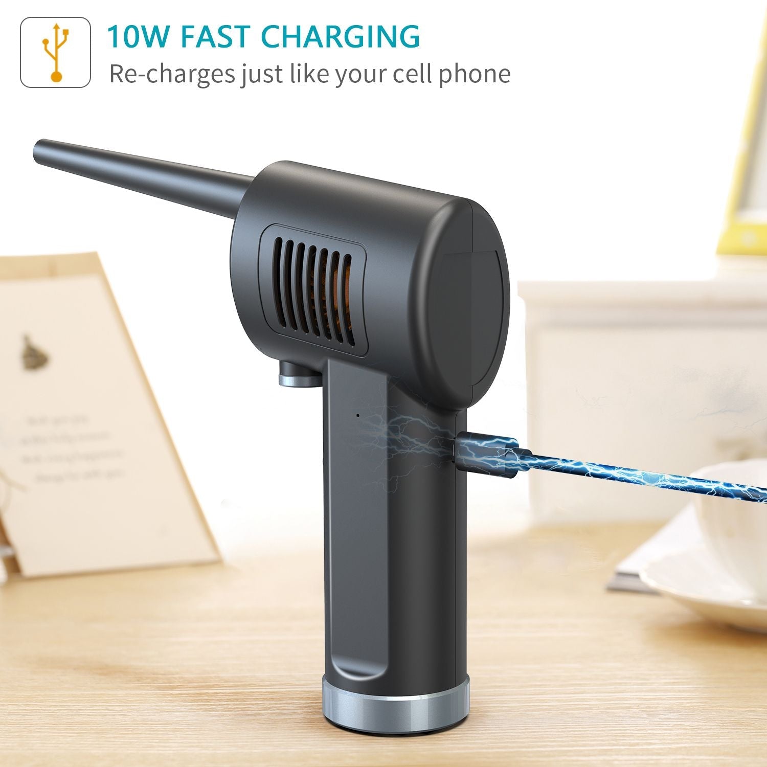 Compressed Air Duster;  New Generation Canned Air;  36000 RPM Electric Air Can for Computer Keyboard Electronics Cleaning;  8000mAh Rechargeable Battery;  Reusable Dust Destroyer