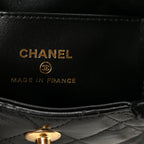 Shiny Aged Calfskin Quilted Mini Nano Kelly Shopper Black