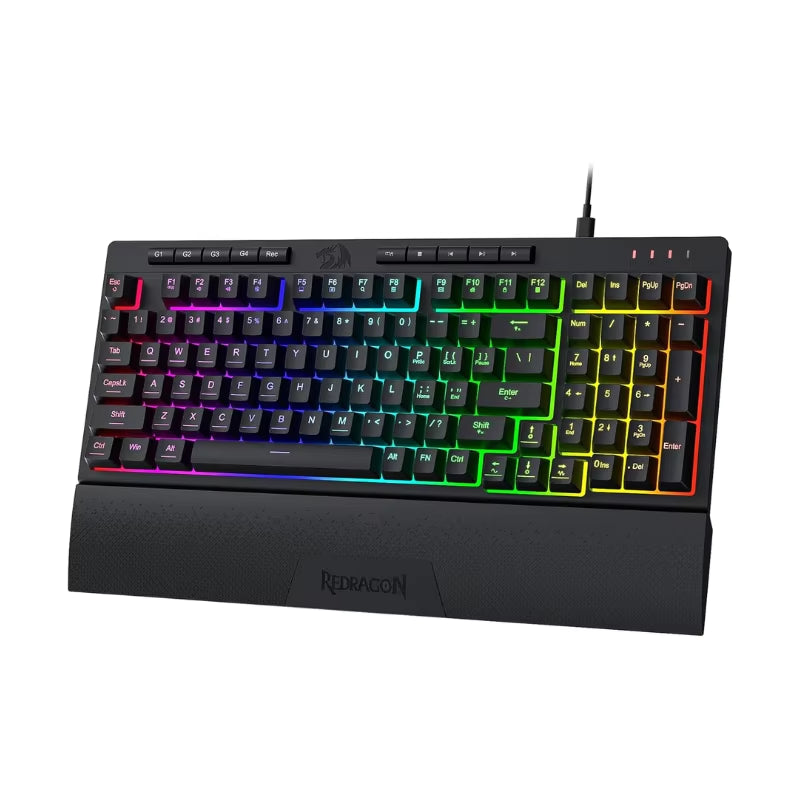 K515 Shiva RGB Membrane Gaming Keyboard with 98 Keys, Detachable Wrist Rest, and Smooth Linear Switches