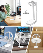 Headphone Stand for AirPods Max, Headset Holder with Aluminum Supporting Rod, Heavy Base Desk Stand Headphones Support Accessory for All Headphones - Silver White