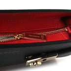 Calfskin Mini E/W Hug Crossbody Bag Black Flame Red