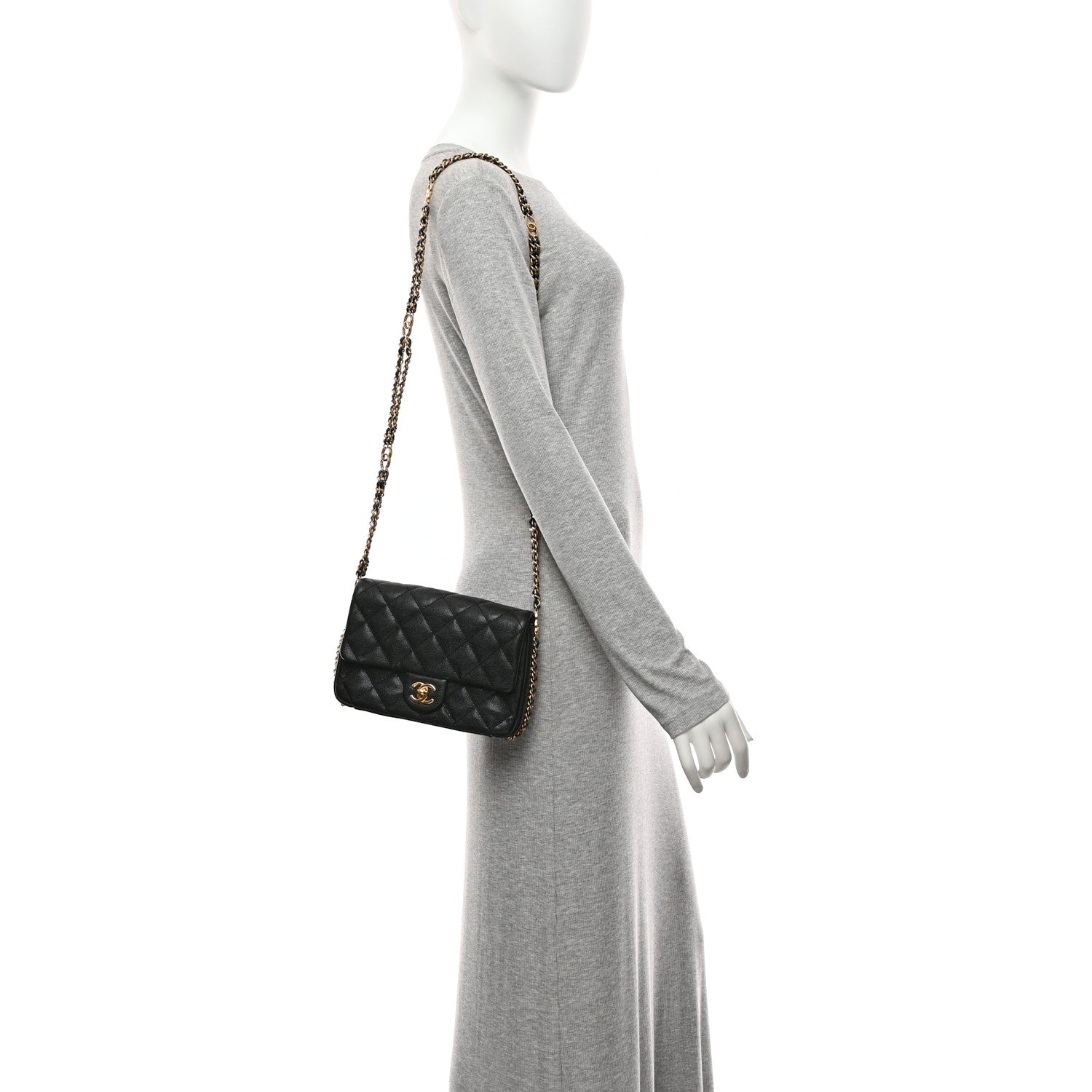 Caviar Quilted Mini CC You Flap Black