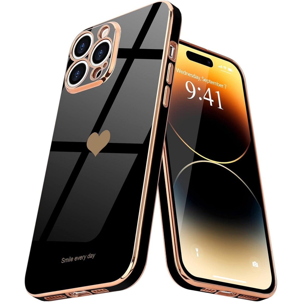 Entronix Case Compatible with iPhone 14 Pro - [Flexible] Luxury Glossy Heart