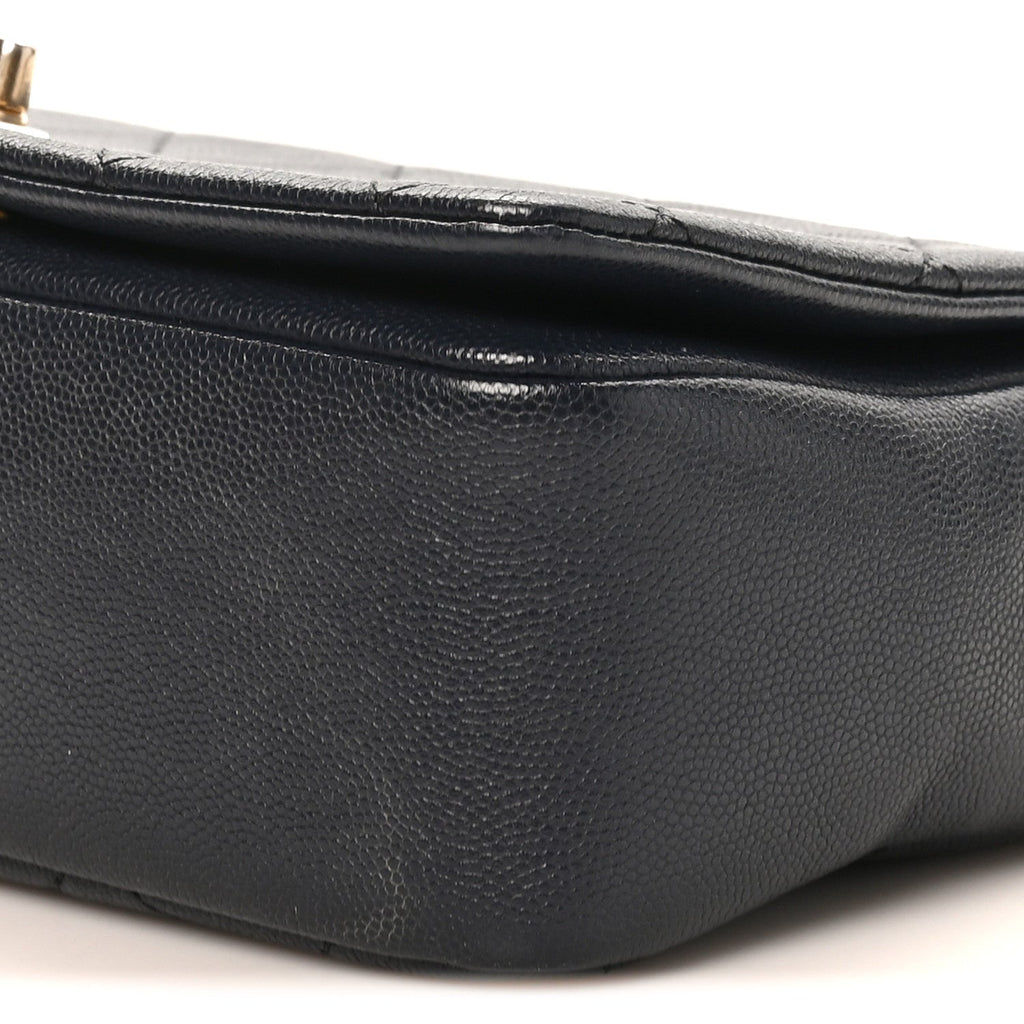 Caviar Quilted Small Fashion Therapy Flap Bag Navy Blue