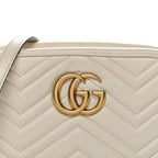Calfskin Matelasse Small GG Marmont Chain Shoulder Bag White