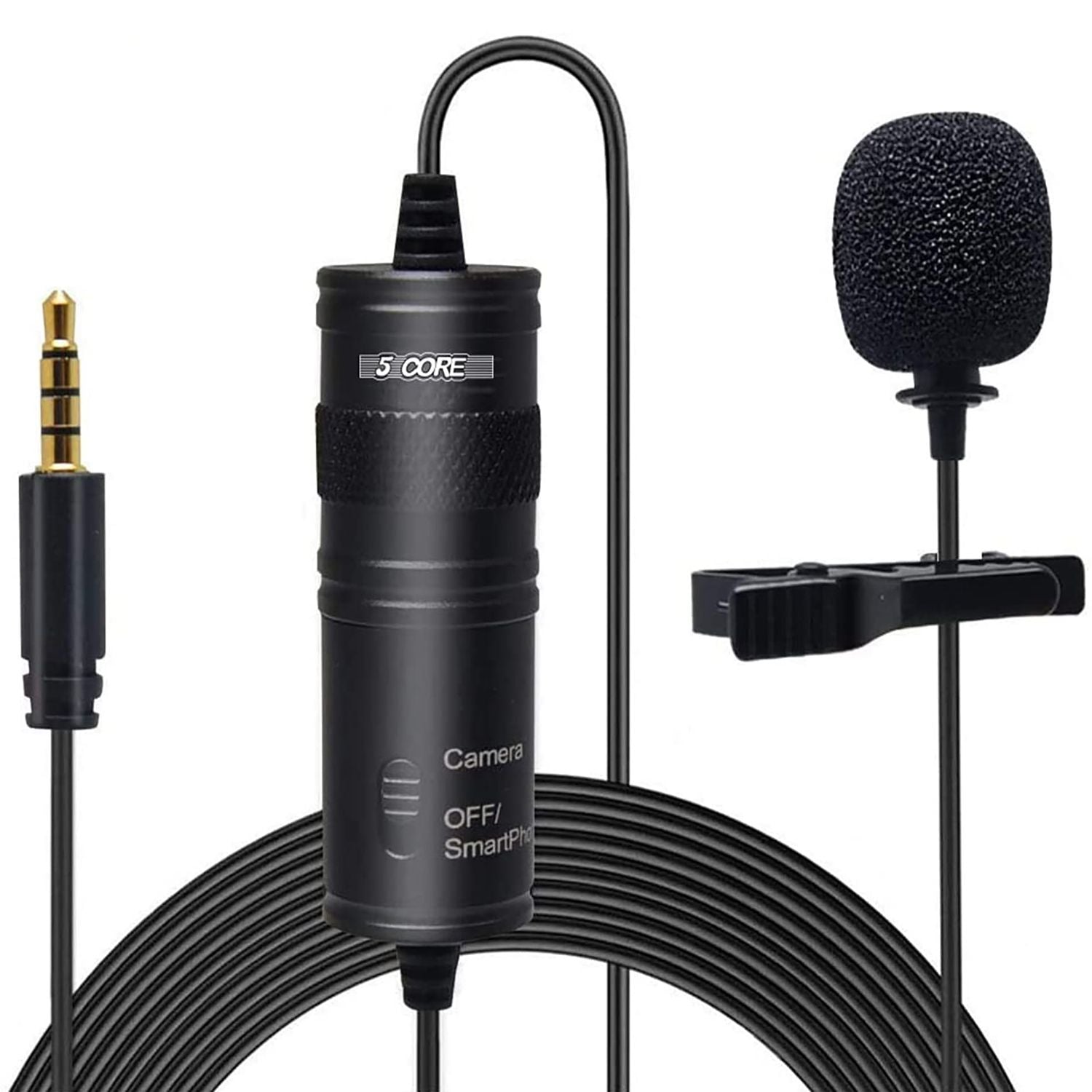 Professional Omnidirectional Lavalier Microphone 3.5mm Clip-On Lapel Mic for Smartphone DSLR Camera PC Interview Video Camcorders Audio Recorder -Condenser Mic Only