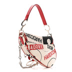 Canvas Hardcore Pierced Saddle Bag White Red Black
