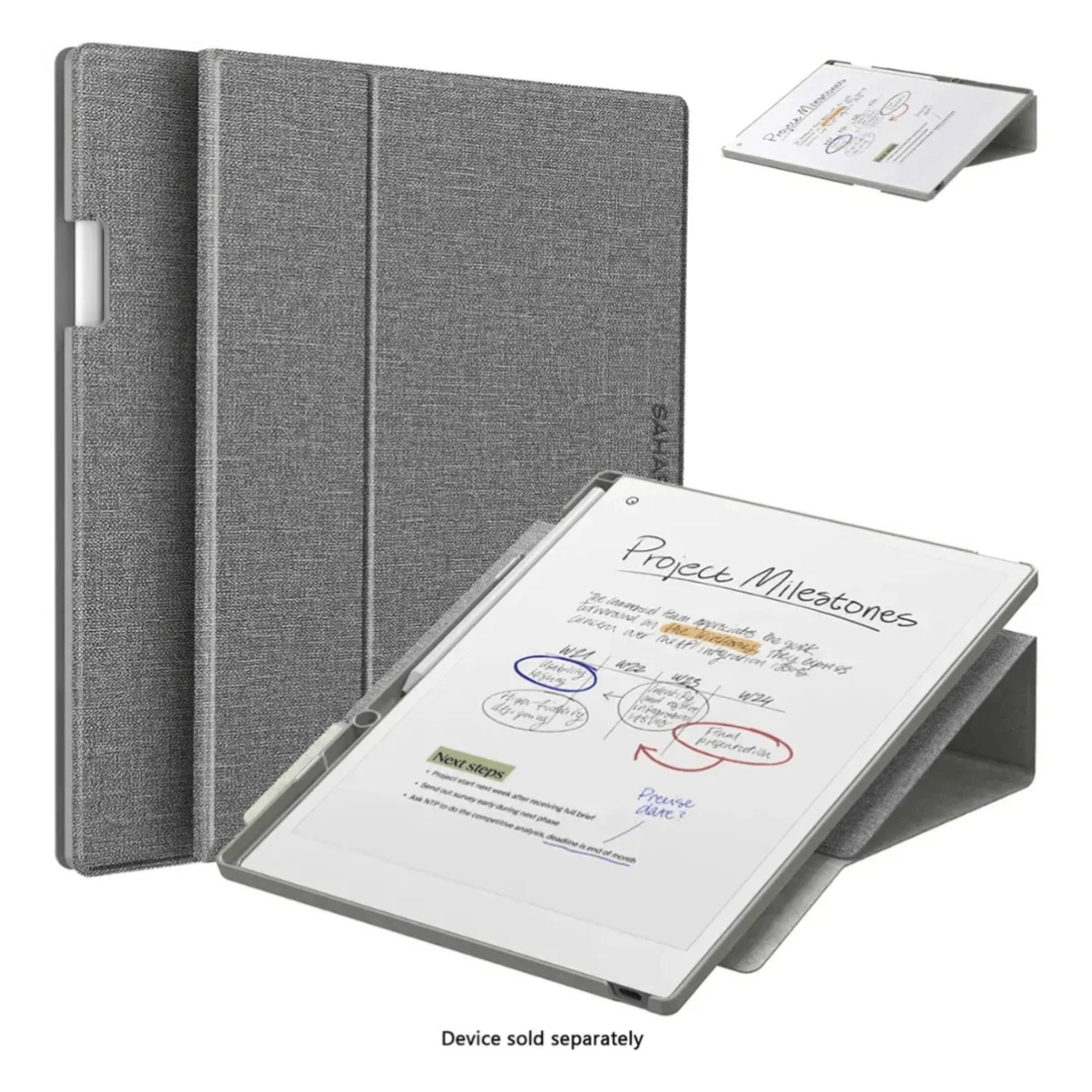 SAHARA - Venture Series Bi-Fold Folio Case for reMarkable Paper Pro - Gray