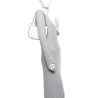 Shiny Crumpled Lambskin Quilted Trendy Chain Around Hobo White