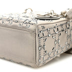 Satin Crystal Cannage Mini Lady Dior Gray