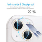 Diamond Camera Lens Protector, Diamond Tempered Glass Camera Cover Screen Protector For Iphone 14 / Iphone 14 Plus In Gold