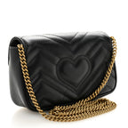 Calfskin Matelasse Super Mini GG Marmont Shoulder Bag Black