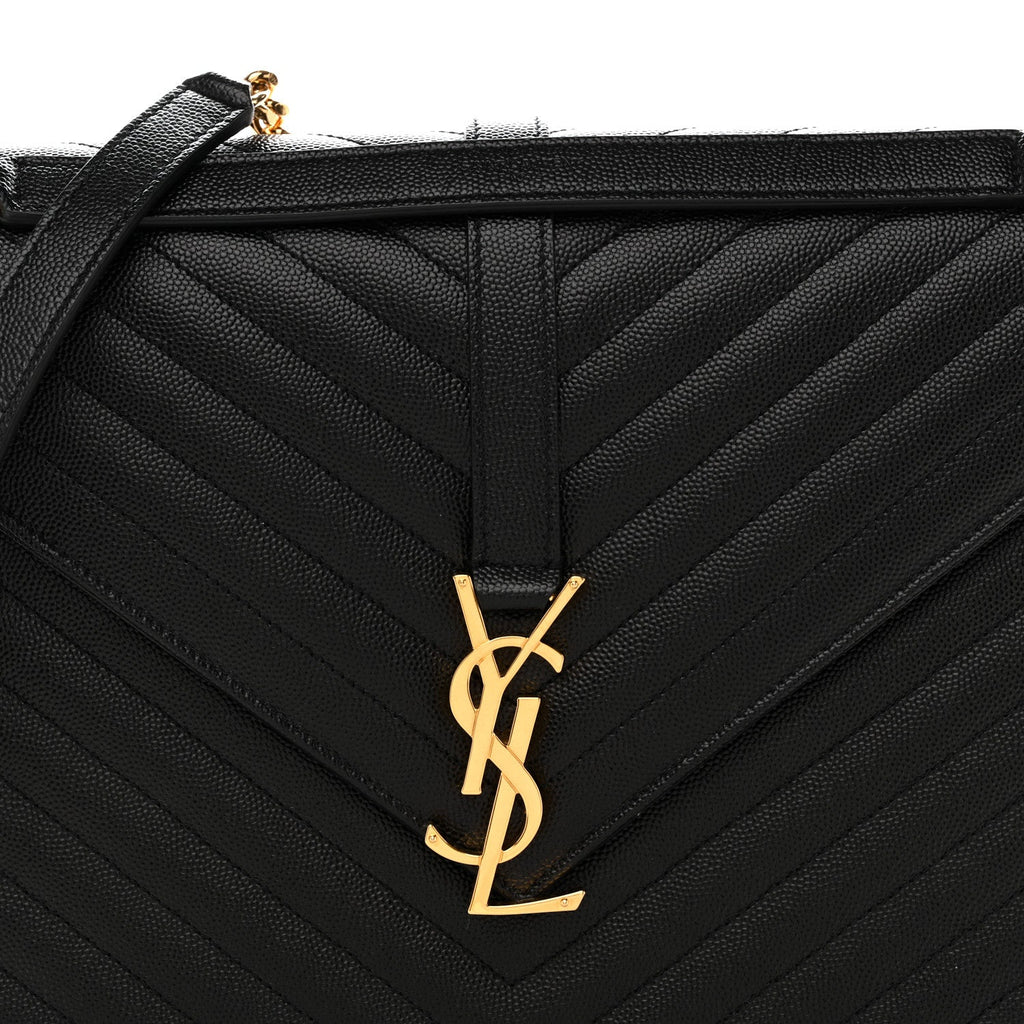 Grain De Poudre Matelasse Chevron Large Monogram Satchel Black