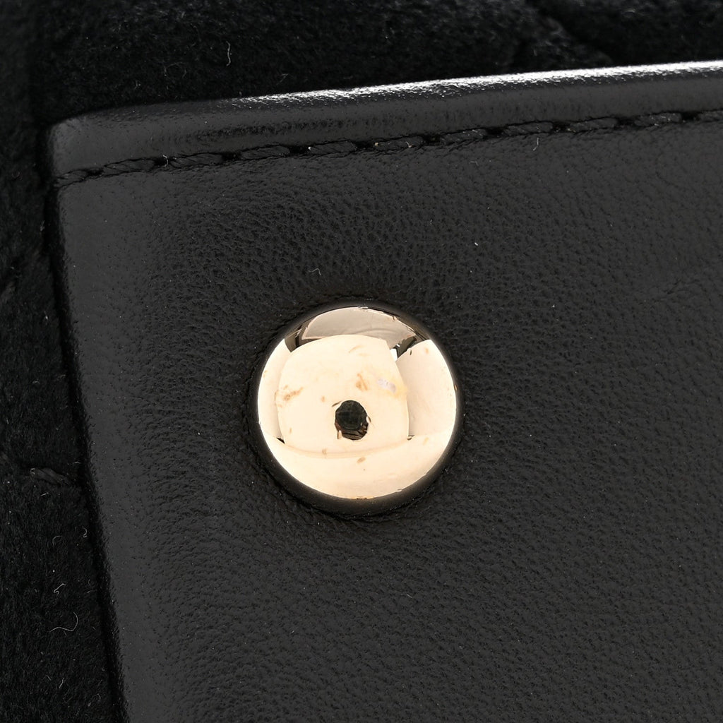 Velvet Crystal Quilted Extra Mini Coco Handle Flap Black