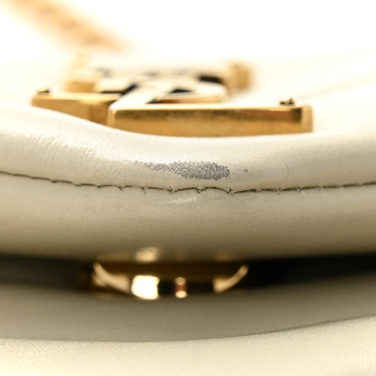Calfskin Y Quilted Monogram Small Loulou Chain Satchel Blanc Vintage