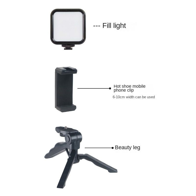 camera with tri-color fill light outdoor mobile phone live shooting self portrait beauty light portable RGB pocket light mini