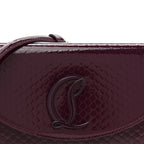 Patent Birdy Snakeskin Embossed Loubi54 Crossbody Clutch Merlot