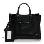 Grained Calfskin Papier Mini A4 Zip Around Tote Black
