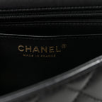 Lambskin Quilted Mini Top Handle Rectangular Flap Black