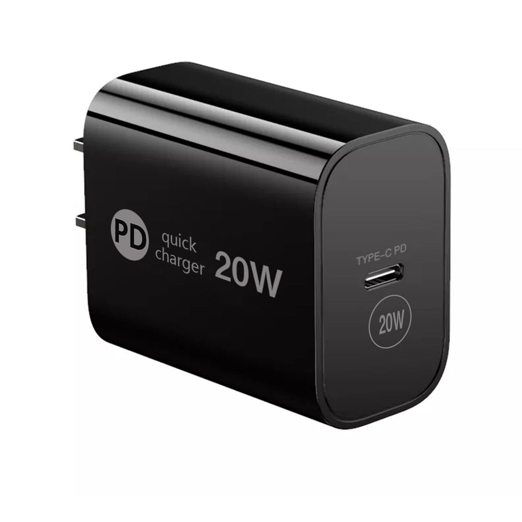 20W Power Delivery Travel Wall Charger Adapter With Type-C Port In Black