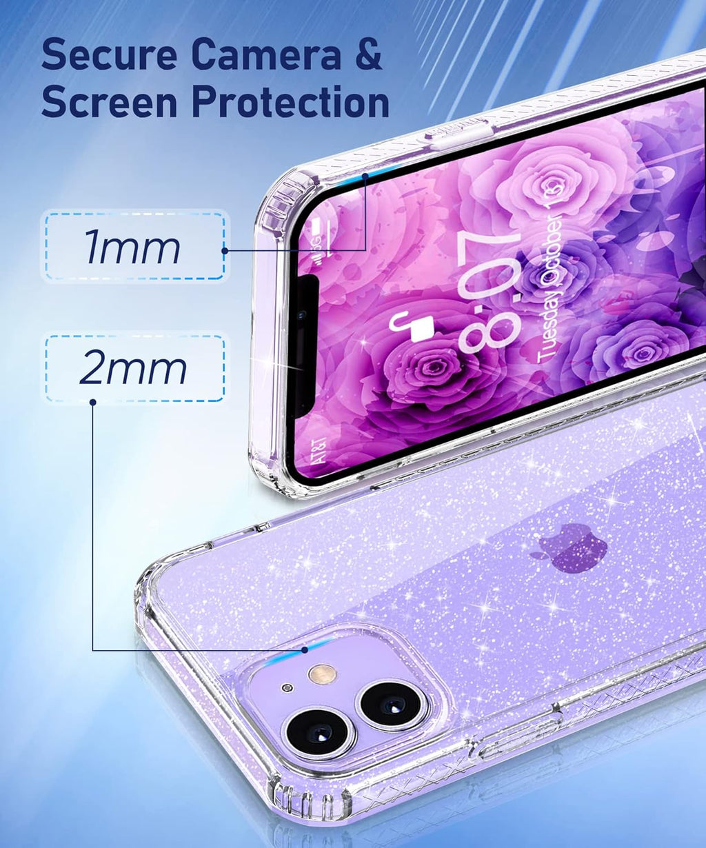 Entronix Case Compatible with iPhone 11 - [Hard Back] Glitter Clear