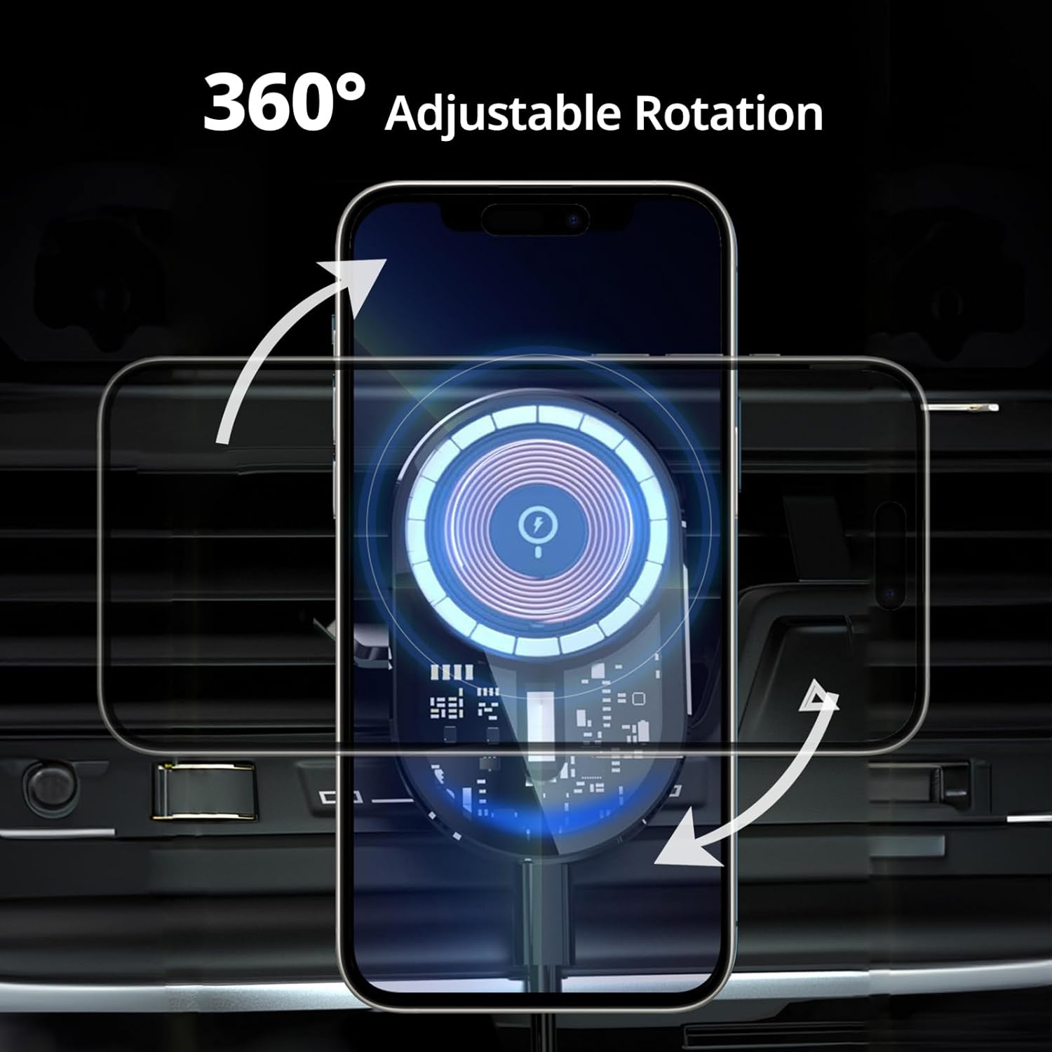 Entronix [Magnetic] Car Mount – Wireless Charging Holder, AC Vent or Suction Cup Style