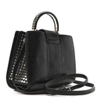 Snakeskin Studded Thalia Top Handle Black