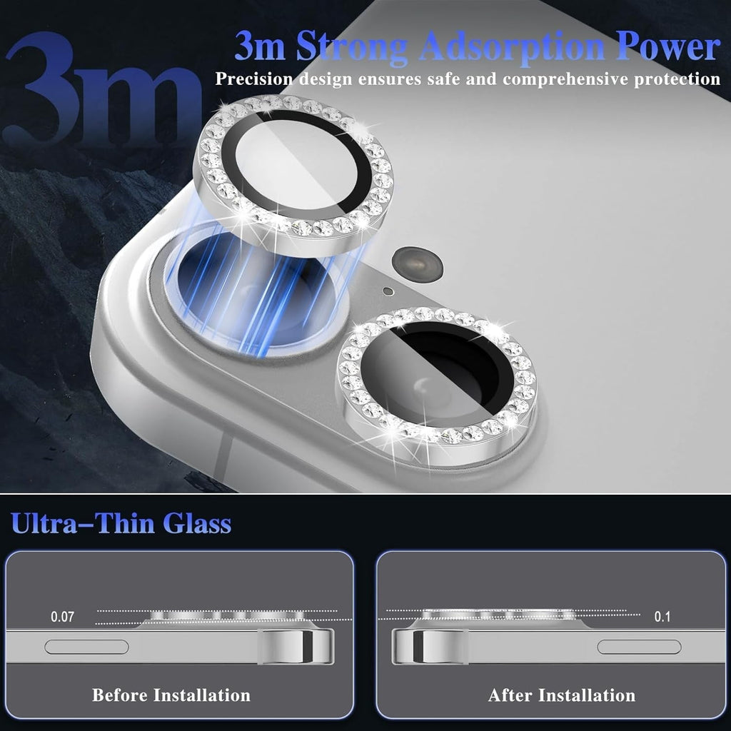 Entronix Camera Lens Protector Compatible with iPhone 16/16 Plus - Luxury Diamond Metal Cover