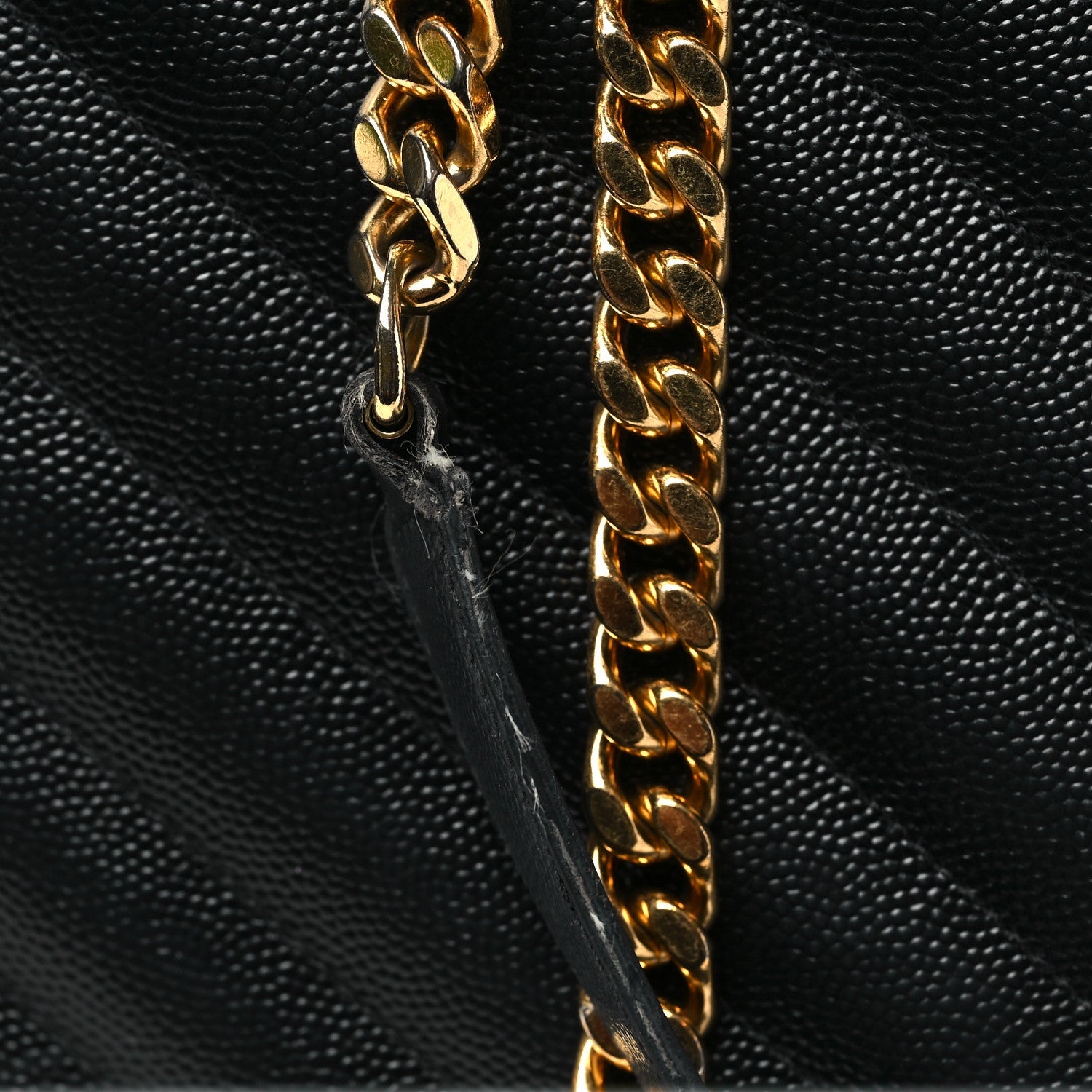 Grain De Poudre Matelasse Chevron Monogram Shopping Bag Black