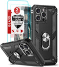 Entronix Bundle Compatible with iPhone 15 Pro - Guard Gripstand Case & 2 Clear Screen Protectors