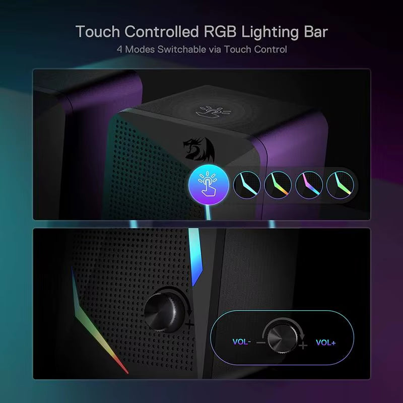 GS510 Waltz RGB Desktop Speakers - 2.0 Channel Stereo System with Four LED Backlight Modes and Enhanced Audio Performance