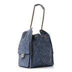 Suede Quilted Medium Chanel 25 Handbag Blue