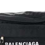 Sport Nylon Logo Embroidered Wheel Belt Bag Black White