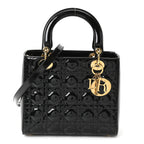 Patent Cannage Medium Lady Dior Black
