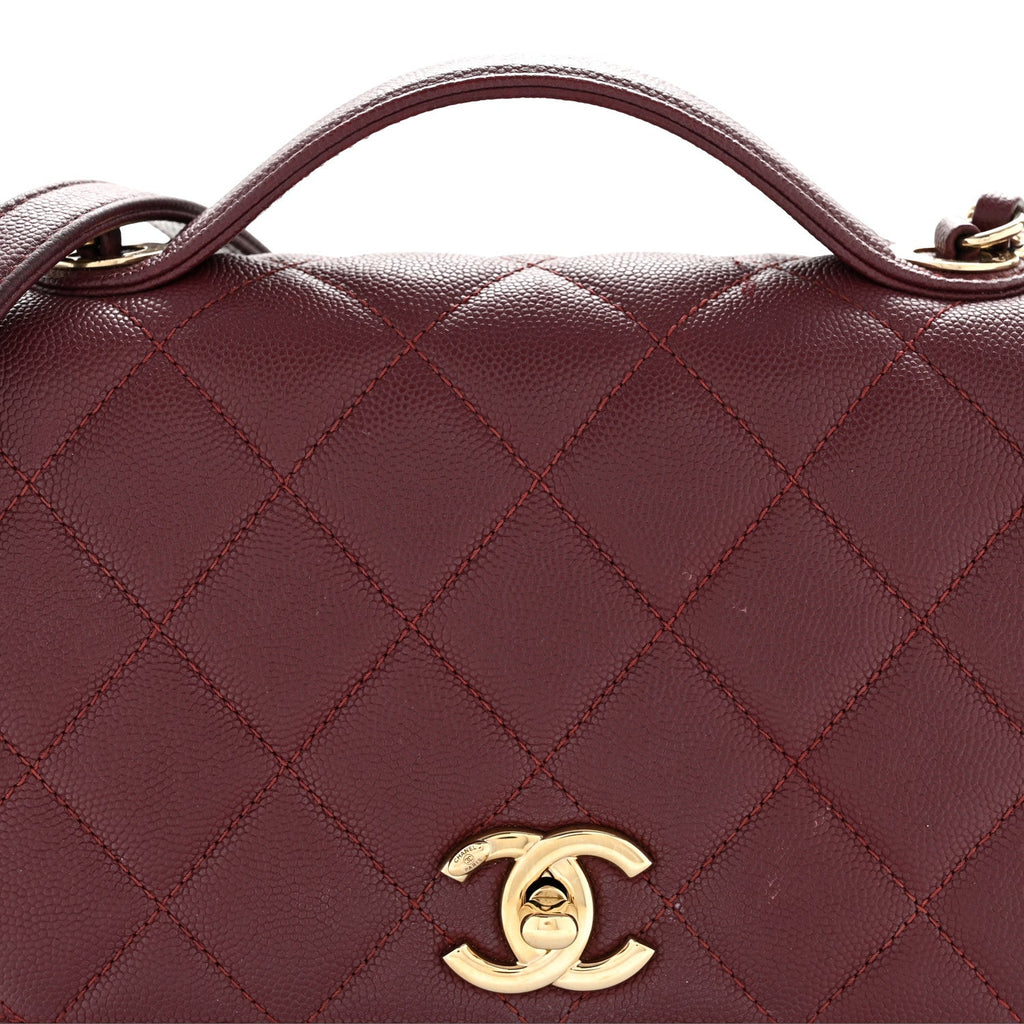 Caviar Quilted Small Business Affinity Flap Burgundy