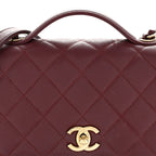 Caviar Quilted Small Business Affinity Flap Burgundy