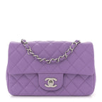 Lambskin Quilted Mini Rectangular Flap Purple