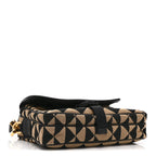 Jacquard Saffiano Triangolo Symbole Embroidered Pocket Single Snap Buckle Messenger Flap Bag  Black Corda