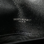Grain De Poudre Matelasse Chevron Monogram Envelope Chain Wallet Black