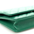 Caviar Quilted Wallet On Chain WOC Green