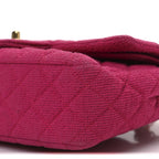 Tweed Quilted Medium Double Flap Fuchsia